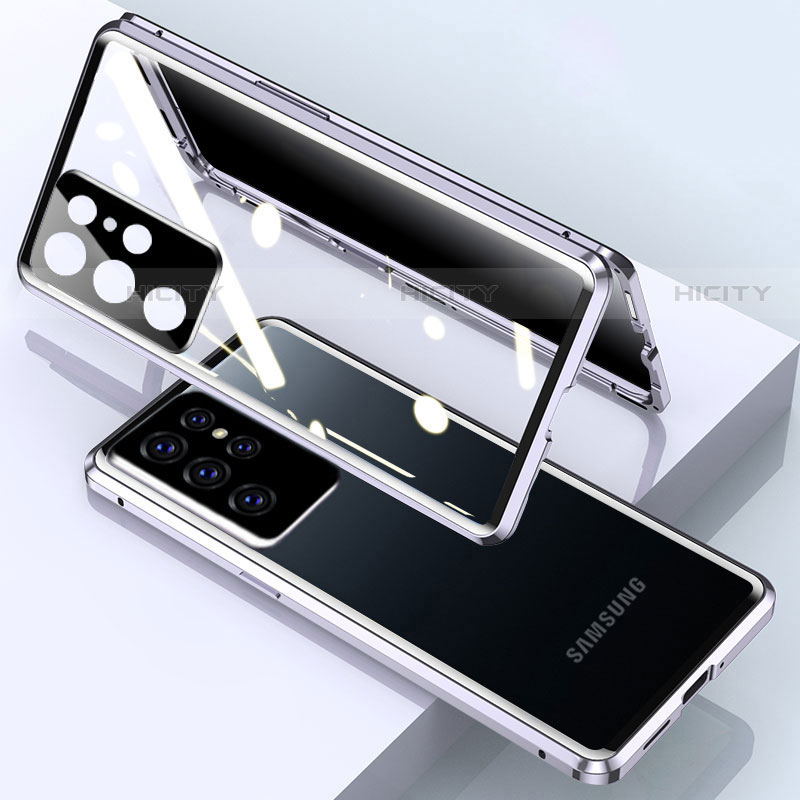 Handyhülle Hülle Luxus Aluminium Metall Rahmen Spiegel 360 Grad Ganzkörper Tasche M03 für Samsung Galaxy S22 Ultra 5G