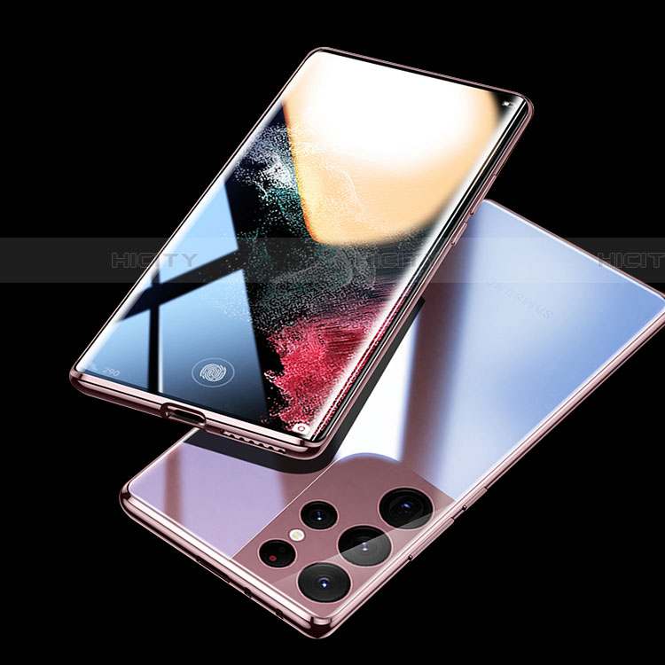 Handyhülle Hülle Luxus Aluminium Metall Rahmen Spiegel 360 Grad Ganzkörper Tasche M03 für Samsung Galaxy S23 Ultra 5G