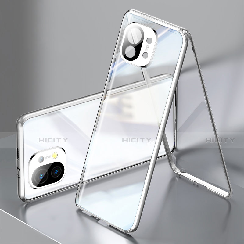 Handyhülle Hülle Luxus Aluminium Metall Rahmen Spiegel 360 Grad Ganzkörper Tasche M03 für Xiaomi Mi 11 Lite 4G groß