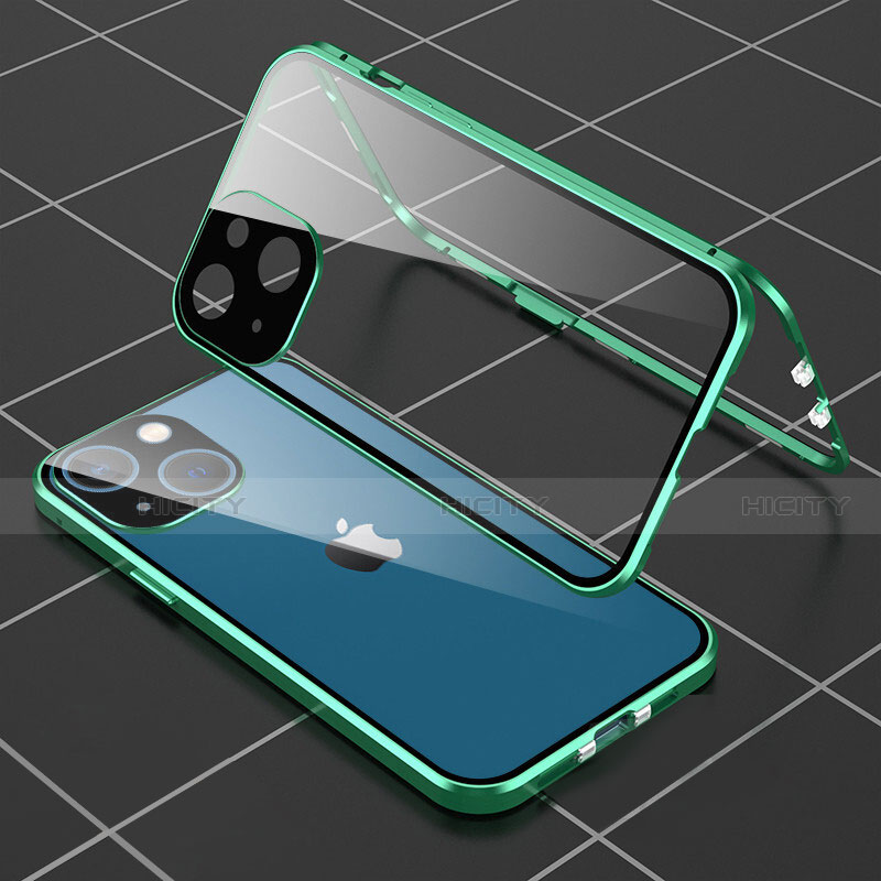 Handyhülle Hülle Luxus Aluminium Metall Rahmen Spiegel 360 Grad Ganzkörper Tasche M04 für Apple iPhone 13 Mini