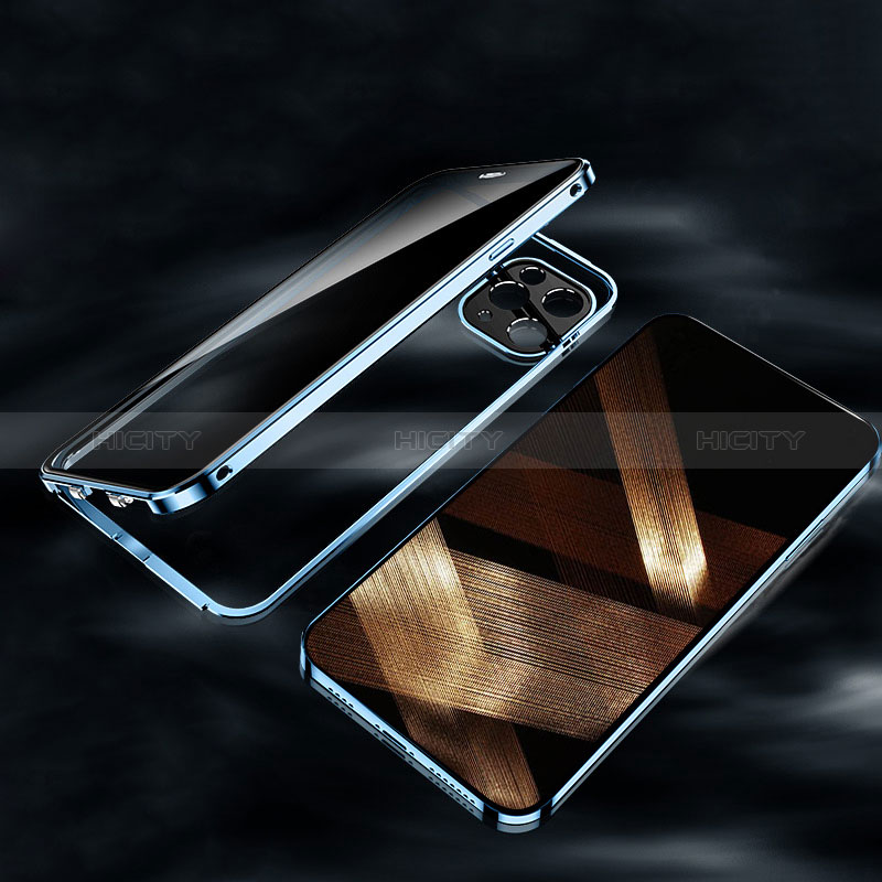 Handyhülle Hülle Luxus Aluminium Metall Rahmen Spiegel 360 Grad Ganzkörper Tasche M04 für Apple iPhone 14 Pro Max