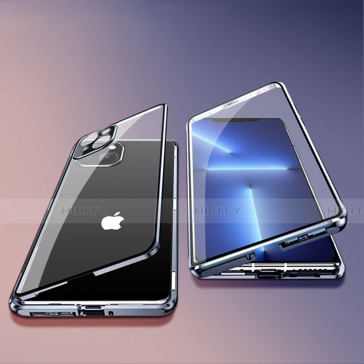 Handyhülle Hülle Luxus Aluminium Metall Rahmen Spiegel 360 Grad Ganzkörper Tasche M05 für Apple iPhone 13 Mini