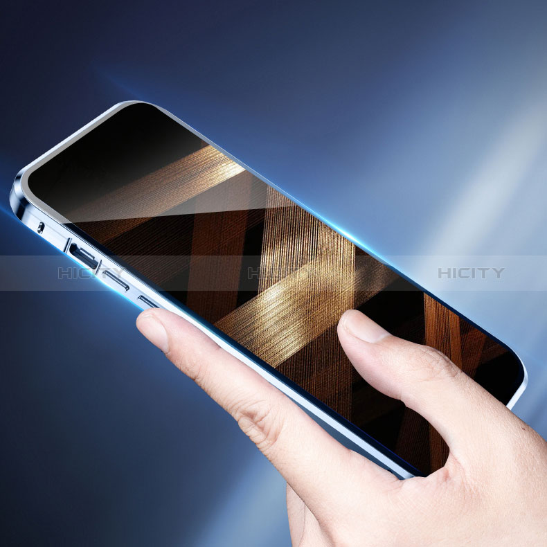 Handyhülle Hülle Luxus Aluminium Metall Rahmen Spiegel 360 Grad Ganzkörper Tasche M05 für Apple iPhone 14 Pro Max