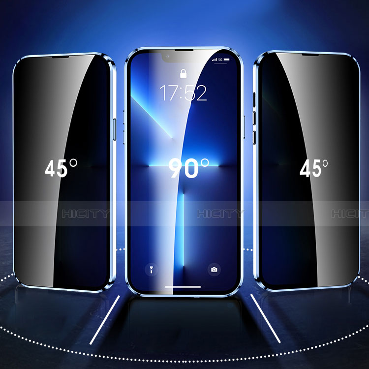 Handyhülle Hülle Luxus Aluminium Metall Rahmen Spiegel 360 Grad Ganzkörper Tasche M06 für Apple iPhone 14 Plus groß