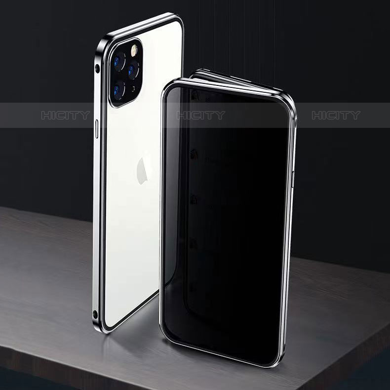 Handyhülle Hülle Luxus Aluminium Metall Rahmen Spiegel 360 Grad Ganzkörper Tasche M06 für Apple iPhone 15 Pro groß