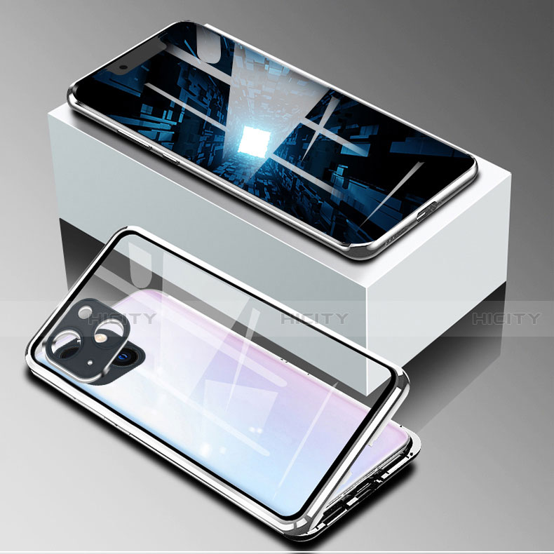 Handyhülle Hülle Luxus Aluminium Metall Rahmen Spiegel 360 Grad Ganzkörper Tasche M09 für Apple iPhone 13