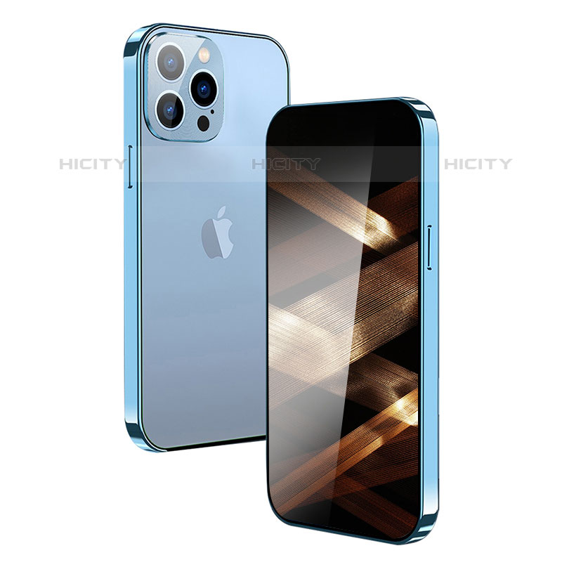 Handyhülle Hülle Luxus Aluminium Metall Rahmen Spiegel 360 Grad Ganzkörper Tasche M10 für Apple iPhone 15 Pro