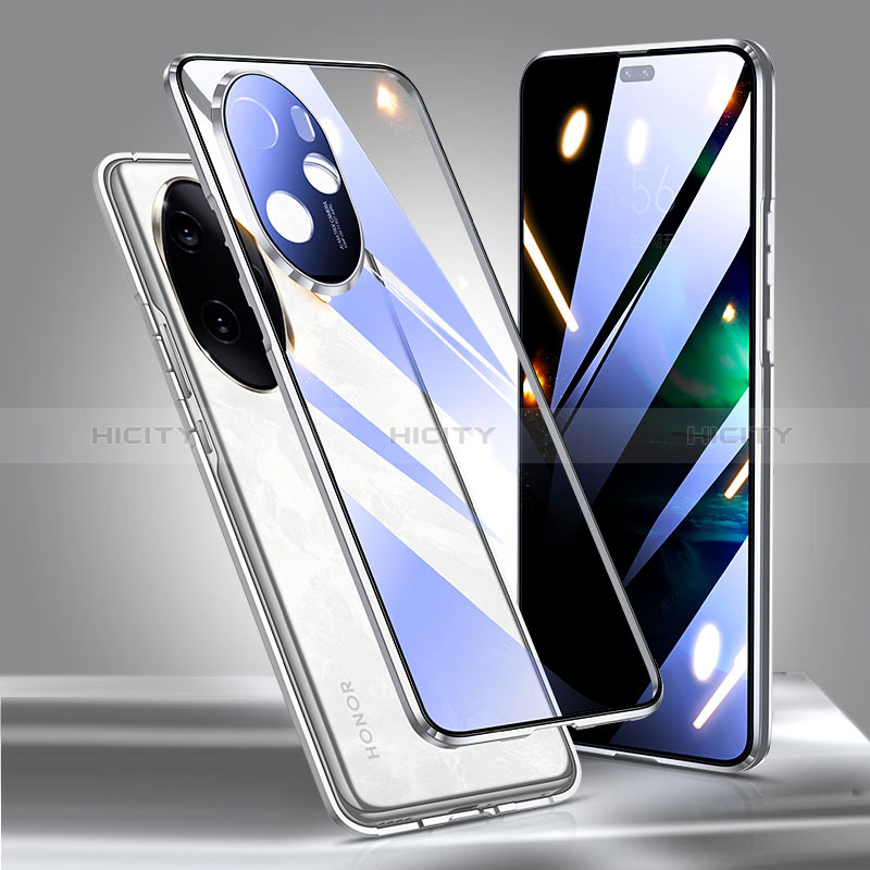 Handyhülle Hülle Luxus Aluminium Metall Rahmen Spiegel 360 Grad Ganzkörper Tasche P01 für Huawei Honor 100 Pro 5G groß