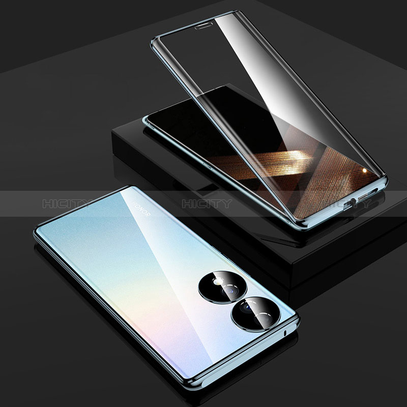 Handyhülle Hülle Luxus Aluminium Metall Rahmen Spiegel 360 Grad Ganzkörper Tasche P01 für Huawei Honor X7b