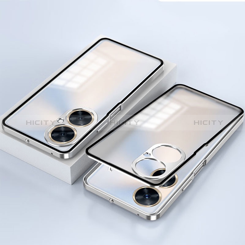 Handyhülle Hülle Luxus Aluminium Metall Rahmen Spiegel 360 Grad Ganzkörper Tasche P01 für Huawei Nova 11i