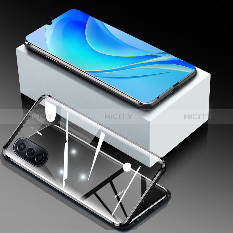 Handyhülle Hülle Luxus Aluminium Metall Rahmen Spiegel 360 Grad Ganzkörper Tasche P01 für Huawei Nova Y70