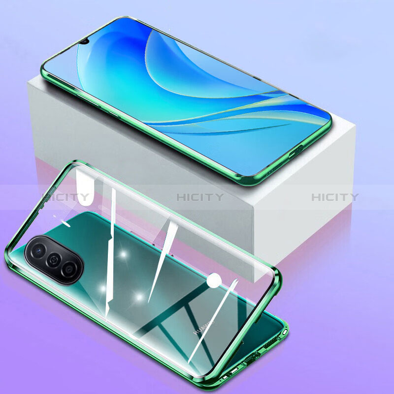 Handyhülle Hülle Luxus Aluminium Metall Rahmen Spiegel 360 Grad Ganzkörper Tasche P01 für Huawei Nova Y70 Plus groß