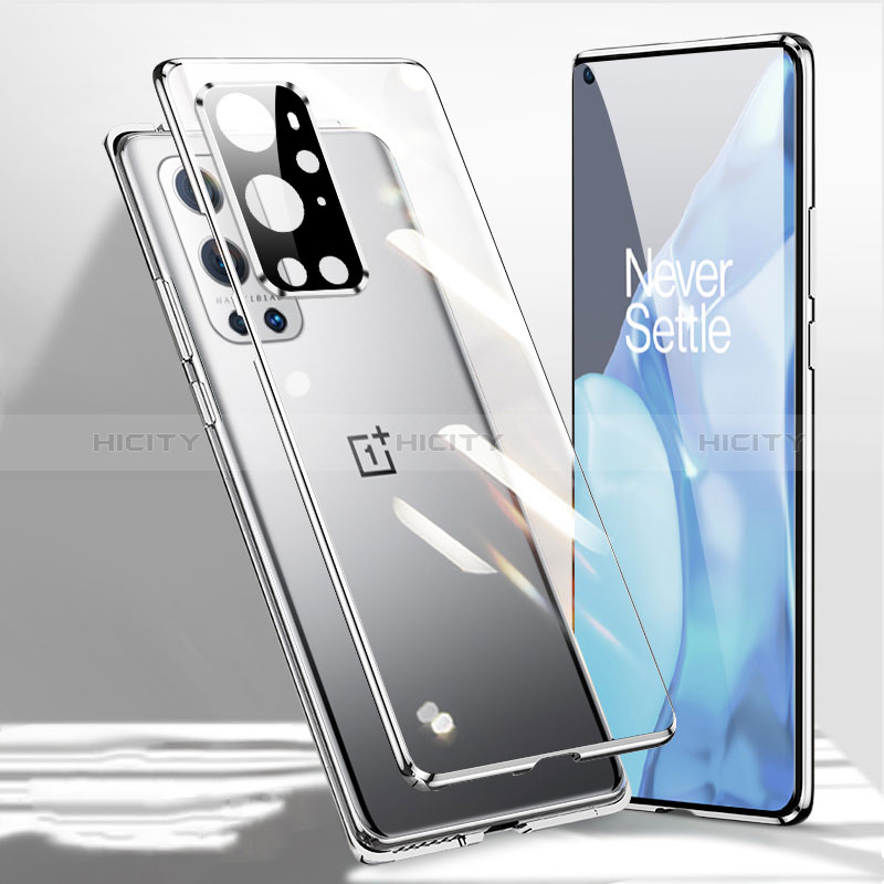 Handyhülle Hülle Luxus Aluminium Metall Rahmen Spiegel 360 Grad Ganzkörper Tasche P01 für OnePlus 9 Pro 5G groß