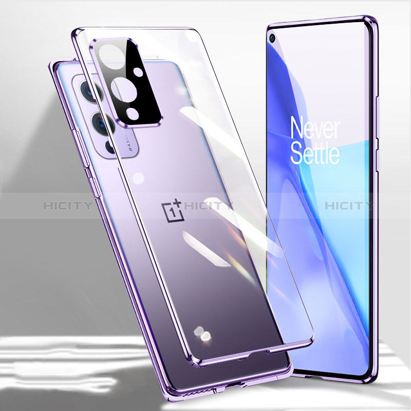 Handyhülle Hülle Luxus Aluminium Metall Rahmen Spiegel 360 Grad Ganzkörper Tasche P01 für OnePlus 9 Pro 5G groß