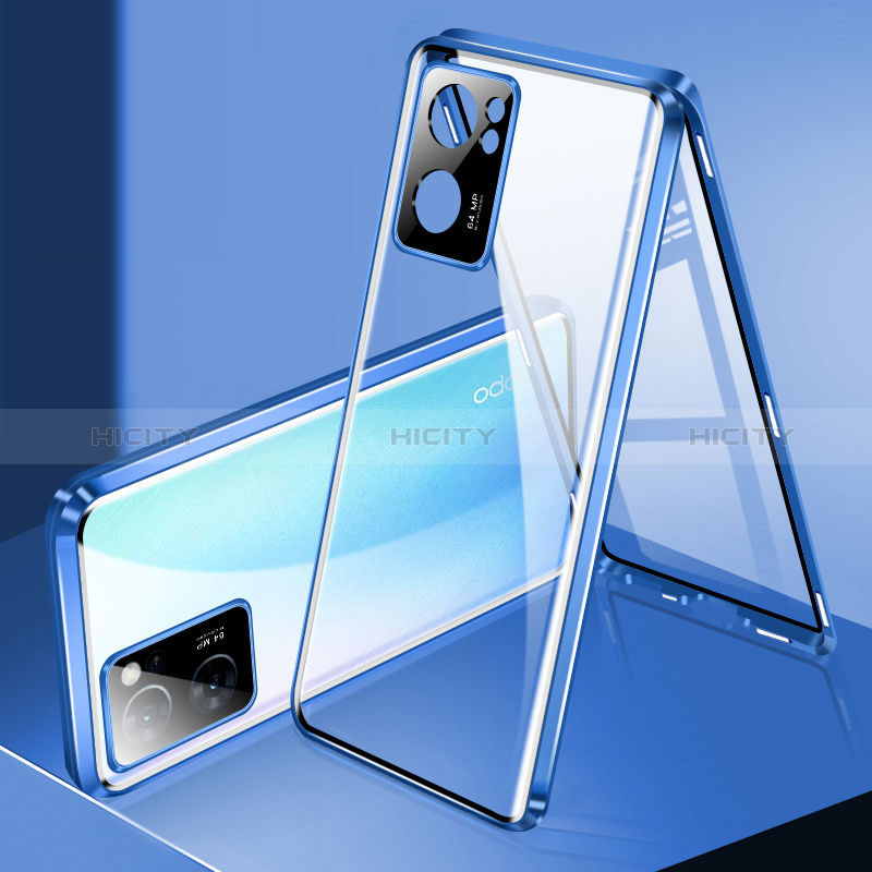 Handyhülle Hülle Luxus Aluminium Metall Rahmen Spiegel 360 Grad Ganzkörper Tasche P01 für Oppo A77 5G groß