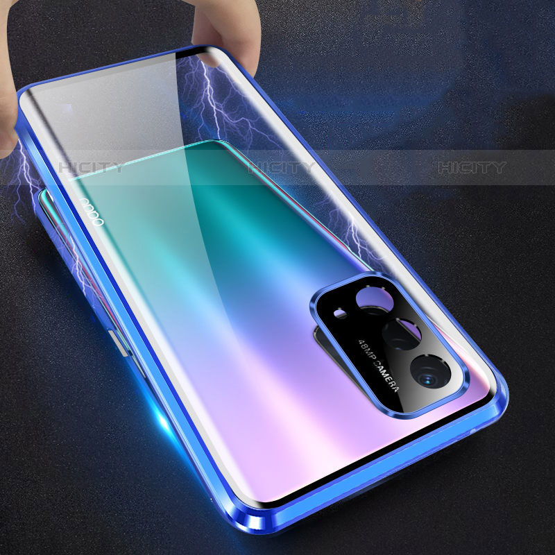 Handyhülle Hülle Luxus Aluminium Metall Rahmen Spiegel 360 Grad Ganzkörper Tasche P01 für Oppo A93 5G groß