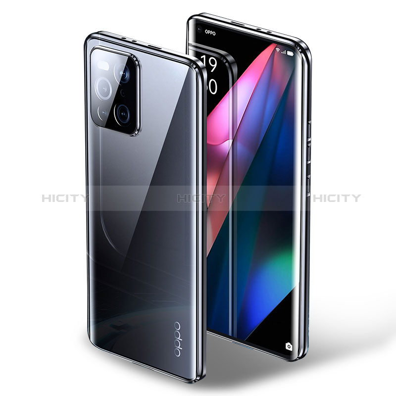 Handyhülle Hülle Luxus Aluminium Metall Rahmen Spiegel 360 Grad Ganzkörper Tasche P01 für Oppo Find X3 5G