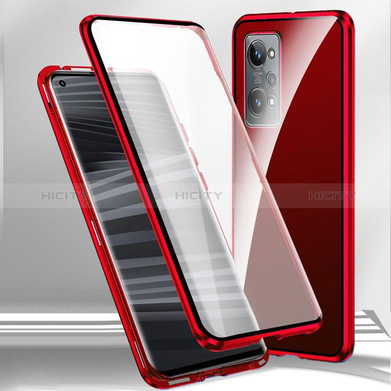 Handyhülle Hülle Luxus Aluminium Metall Rahmen Spiegel 360 Grad Ganzkörper Tasche P01 für Oppo K10 Pro 5G Rot Plus