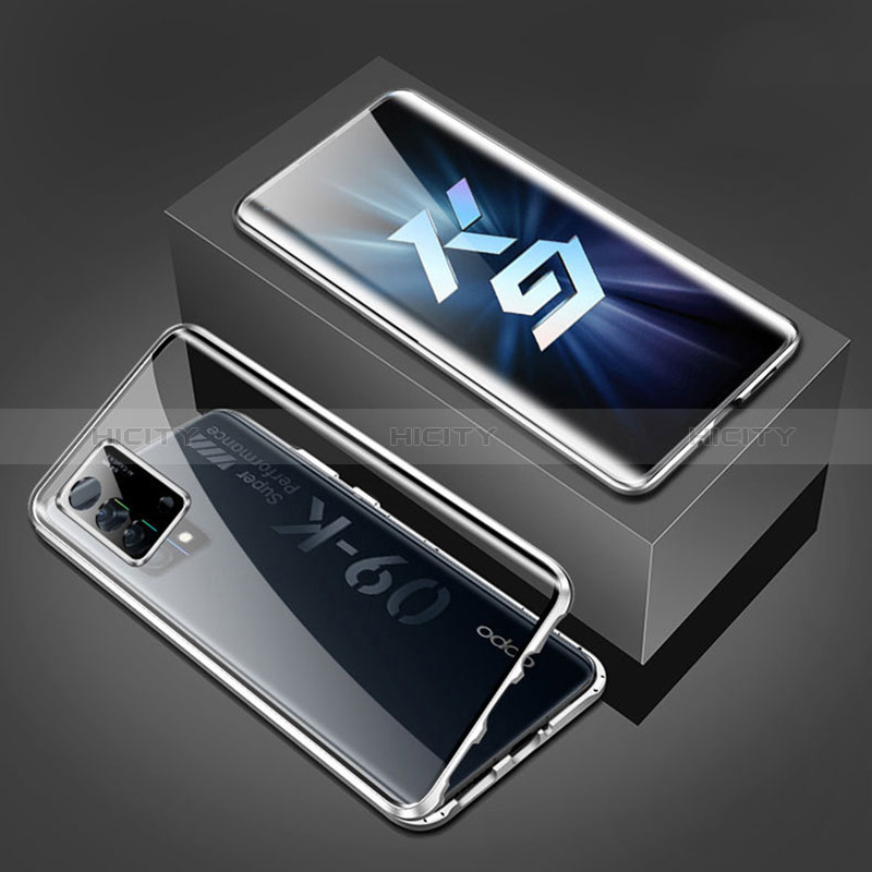 Handyhülle Hülle Luxus Aluminium Metall Rahmen Spiegel 360 Grad Ganzkörper Tasche P01 für Oppo K9 5G