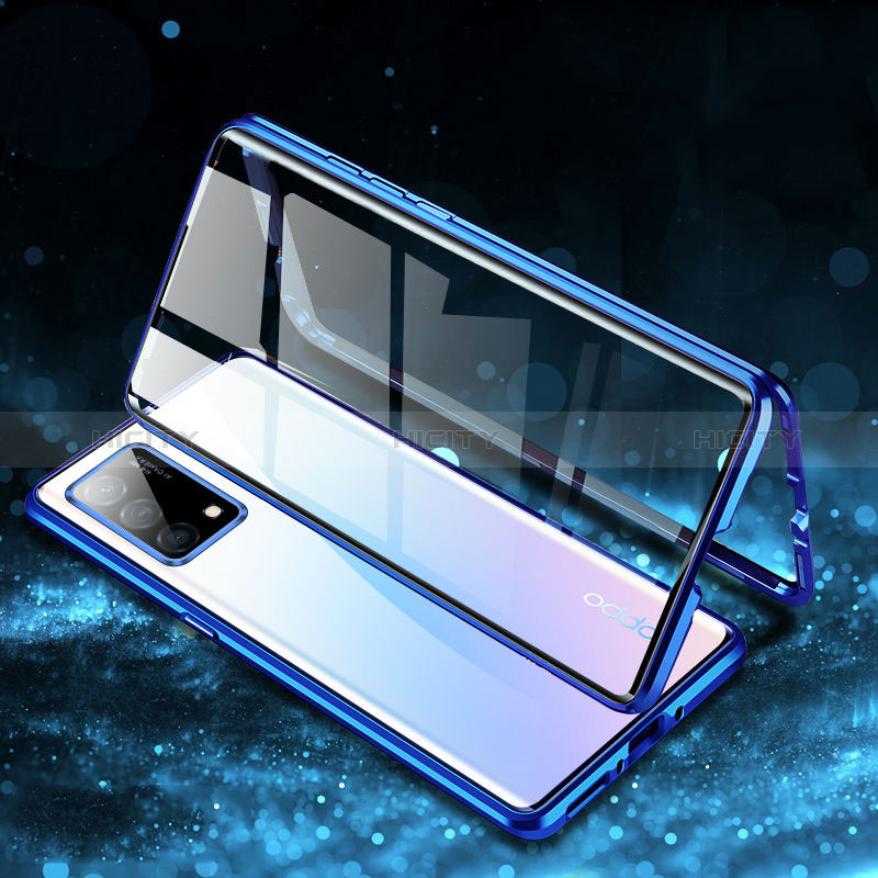 Handyhülle Hülle Luxus Aluminium Metall Rahmen Spiegel 360 Grad Ganzkörper Tasche P01 für Oppo K9 5G
