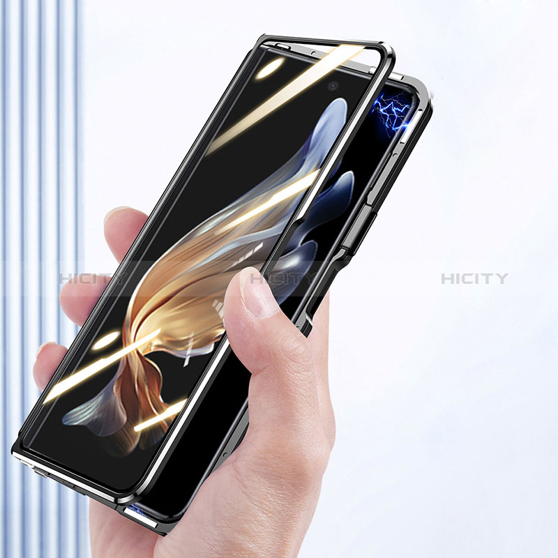 Handyhülle Hülle Luxus Aluminium Metall Rahmen Spiegel 360 Grad Ganzkörper Tasche P01 für Samsung Galaxy Z Fold3 5G groß