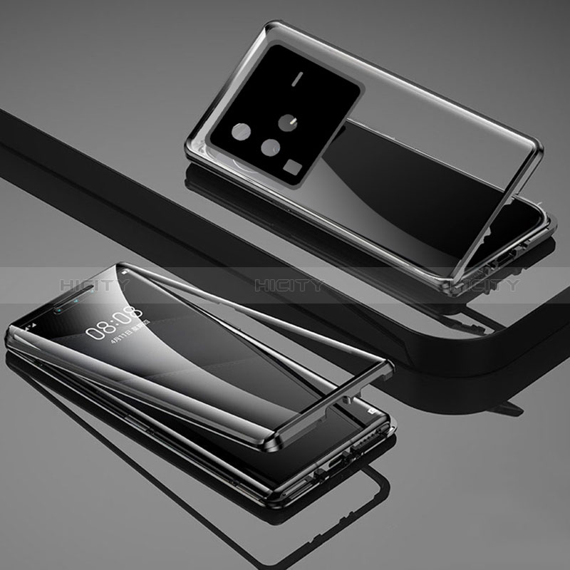 Handyhülle Hülle Luxus Aluminium Metall Rahmen Spiegel 360 Grad Ganzkörper Tasche P01 für Vivo X80 Pro 5G