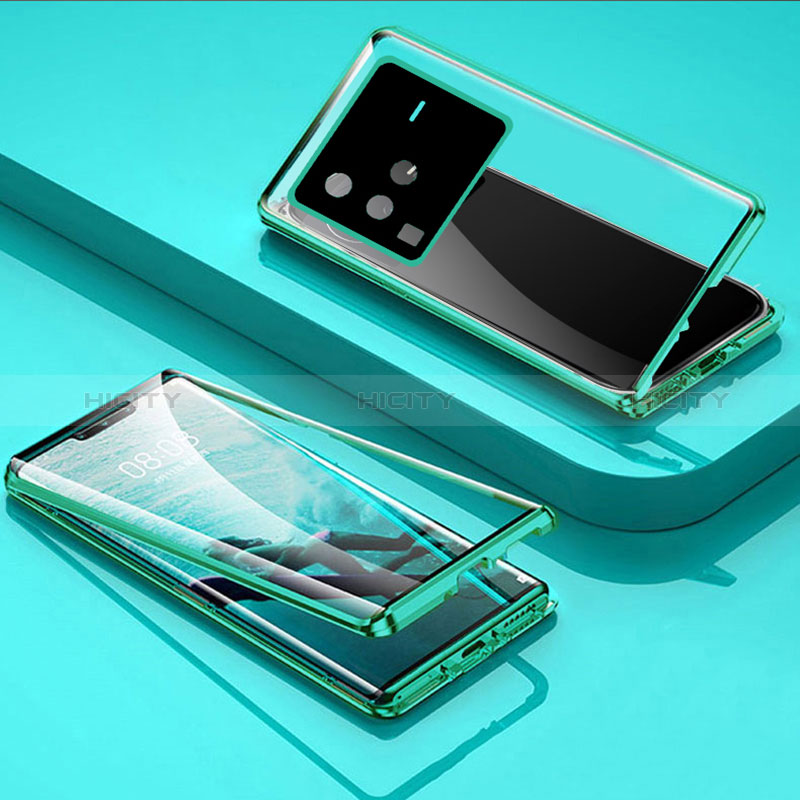 Handyhülle Hülle Luxus Aluminium Metall Rahmen Spiegel 360 Grad Ganzkörper Tasche P01 für Vivo X80 Pro 5G groß