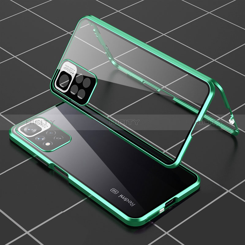 Handyhülle Hülle Luxus Aluminium Metall Rahmen Spiegel 360 Grad Ganzkörper Tasche P01 für Xiaomi Mi 11i 5G (2022)