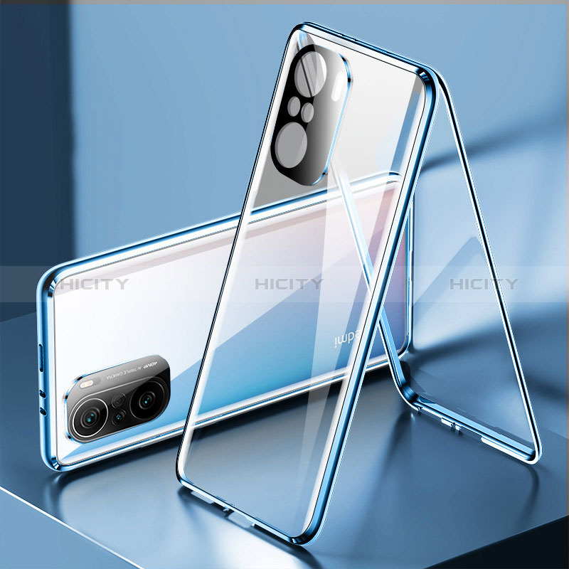 Handyhülle Hülle Luxus Aluminium Metall Rahmen Spiegel 360 Grad Ganzkörper Tasche P01 für Xiaomi Mi 11i 5G Blau Plus