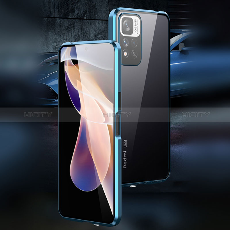 Handyhülle Hülle Luxus Aluminium Metall Rahmen Spiegel 360 Grad Ganzkörper Tasche P01 für Xiaomi Poco X4 NFC