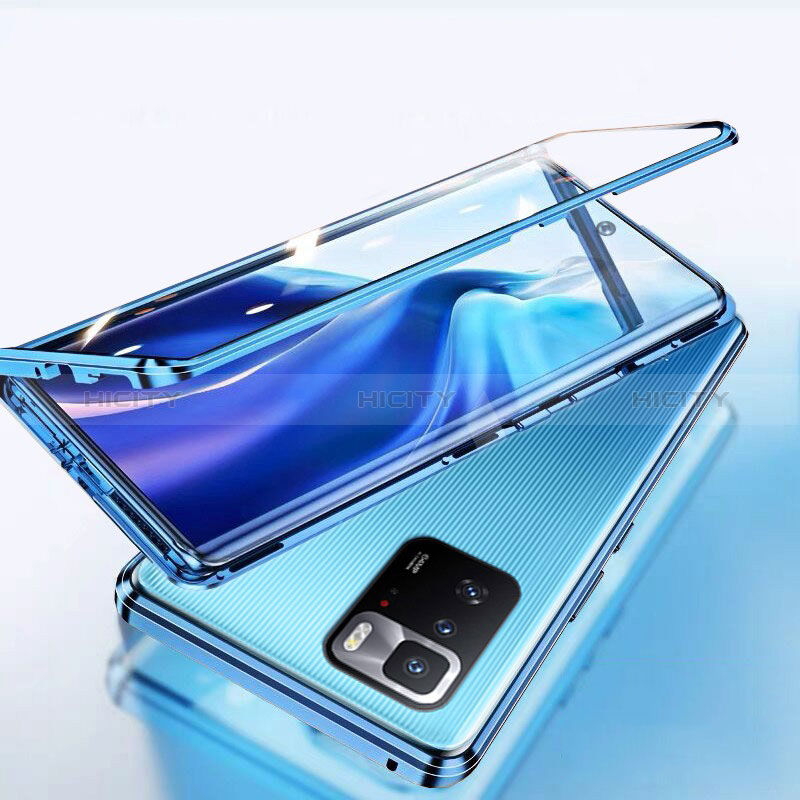 Handyhülle Hülle Luxus Aluminium Metall Rahmen Spiegel 360 Grad Ganzkörper Tasche P01 für Xiaomi Redmi Note 10 Pro 5G groß
