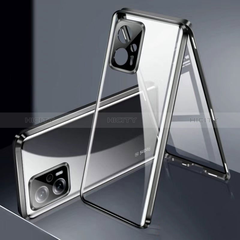 Handyhülle Hülle Luxus Aluminium Metall Rahmen Spiegel 360 Grad Ganzkörper Tasche P01 für Xiaomi Redmi Note 11T Pro 5G