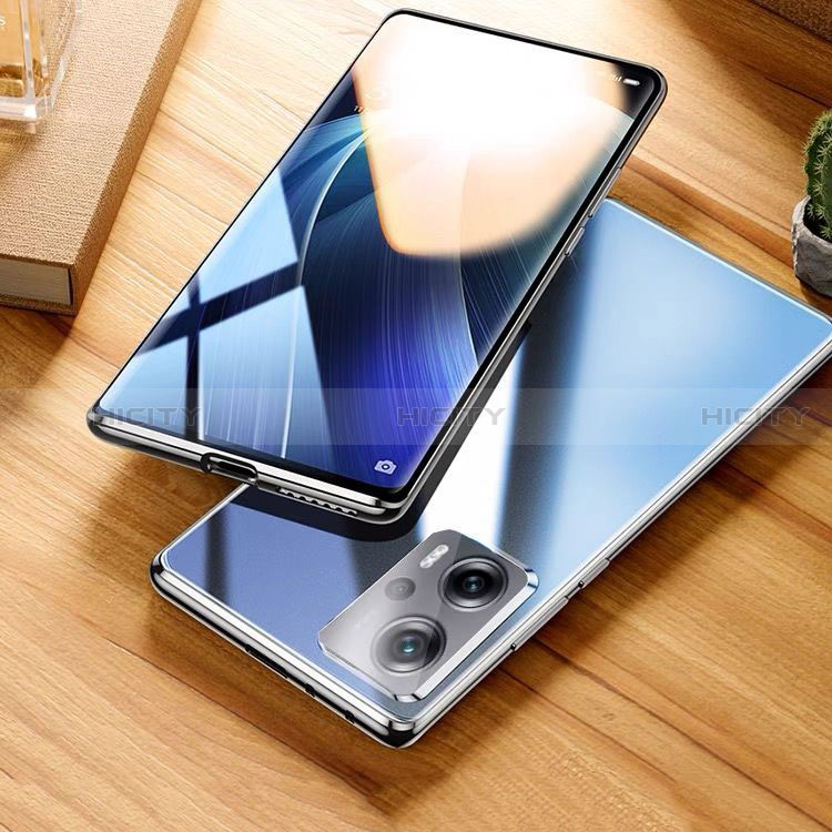 Handyhülle Hülle Luxus Aluminium Metall Rahmen Spiegel 360 Grad Ganzkörper Tasche P01 für Xiaomi Redmi Note 11T Pro 5G groß