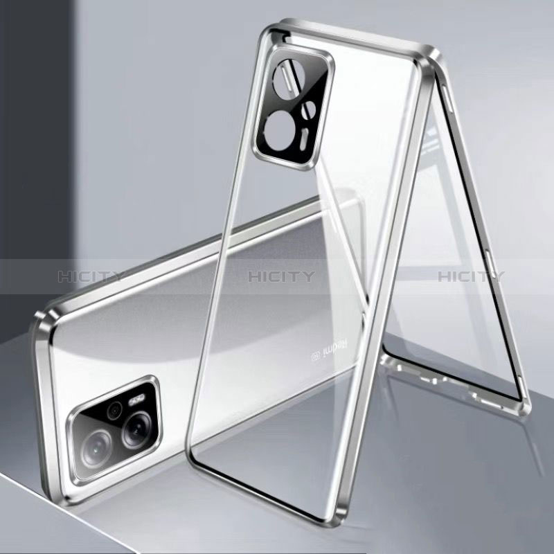 Handyhülle Hülle Luxus Aluminium Metall Rahmen Spiegel 360 Grad Ganzkörper Tasche P01 für Xiaomi Redmi Note 11T Pro+ Plus 5G groß