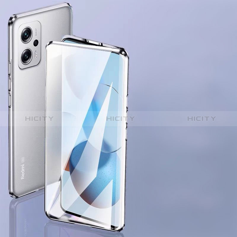 Handyhülle Hülle Luxus Aluminium Metall Rahmen Spiegel 360 Grad Ganzkörper Tasche P01 für Xiaomi Redmi Note 12T Pro 5G