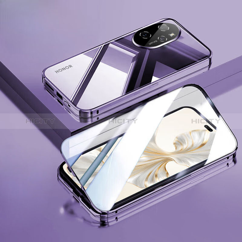 Handyhülle Hülle Luxus Aluminium Metall Rahmen Spiegel 360 Grad Ganzkörper Tasche P02 für Huawei Honor 100 Pro 5G groß