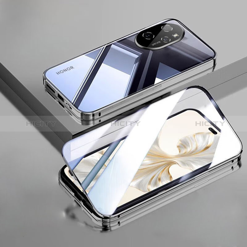 Handyhülle Hülle Luxus Aluminium Metall Rahmen Spiegel 360 Grad Ganzkörper Tasche P02 für Huawei Honor 100 Pro 5G groß