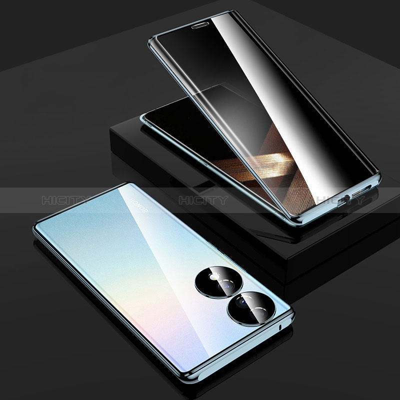 Handyhülle Hülle Luxus Aluminium Metall Rahmen Spiegel 360 Grad Ganzkörper Tasche P02 für Huawei Honor X7b groß