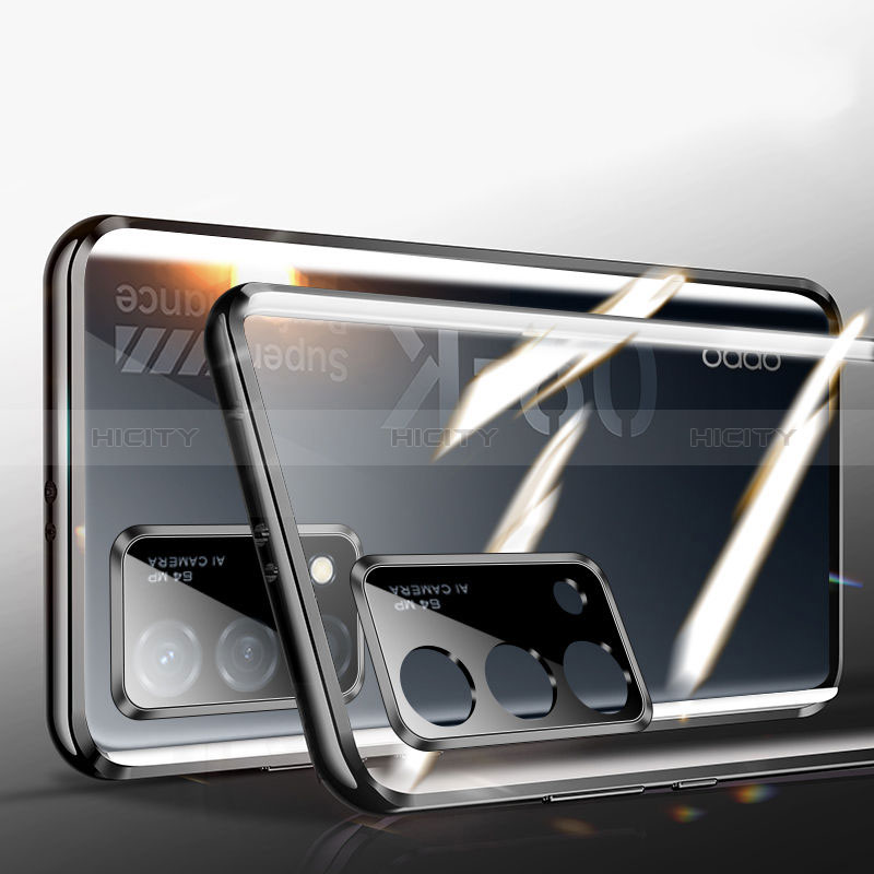 Handyhülle Hülle Luxus Aluminium Metall Rahmen Spiegel 360 Grad Ganzkörper Tasche P02 für Oppo K9 5G groß