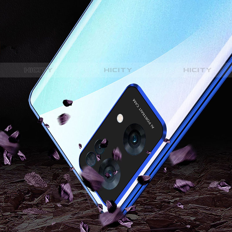 Handyhülle Hülle Luxus Aluminium Metall Rahmen Spiegel 360 Grad Ganzkörper Tasche P02 für Oppo Reno7 Pro 5G