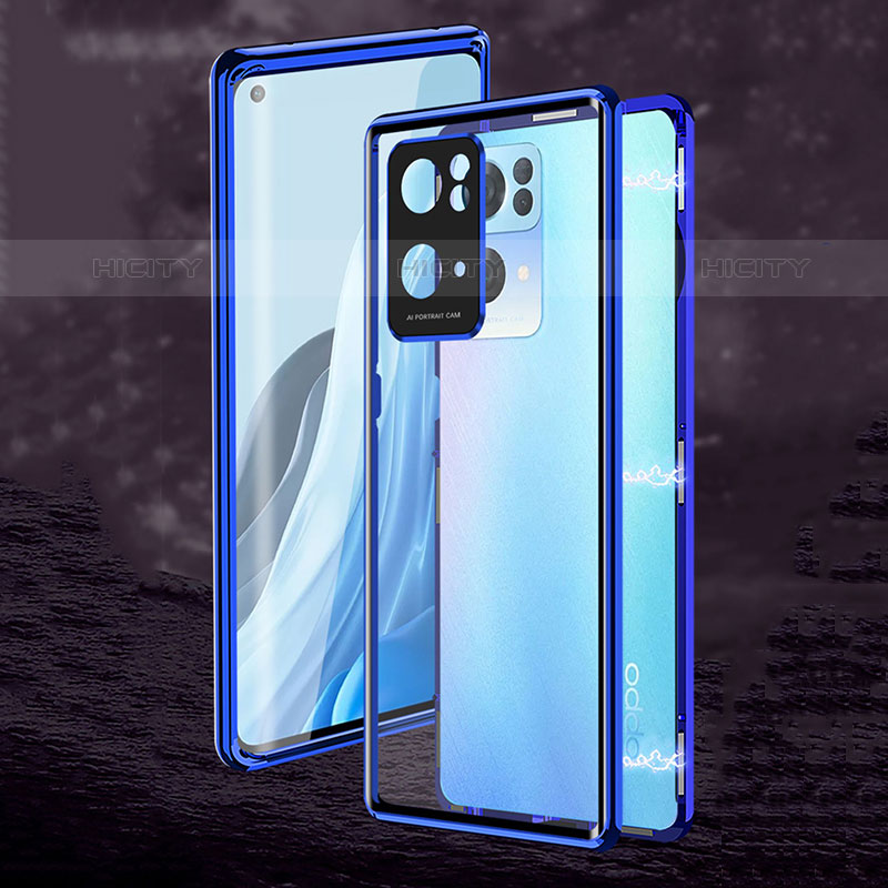 Handyhülle Hülle Luxus Aluminium Metall Rahmen Spiegel 360 Grad Ganzkörper Tasche P02 für Oppo Reno7 Pro 5G