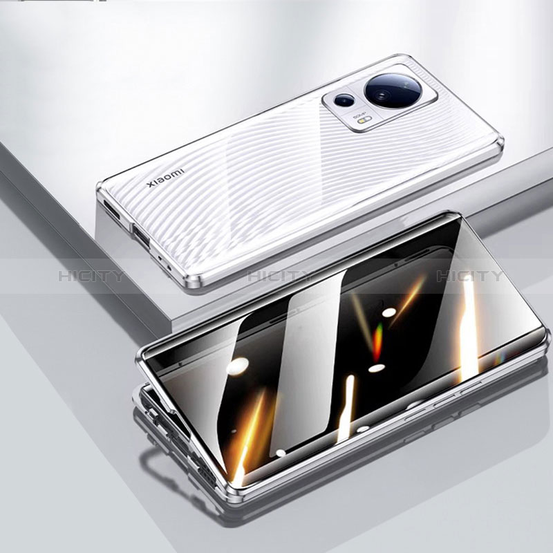 Handyhülle Hülle Luxus Aluminium Metall Rahmen Spiegel 360 Grad Ganzkörper Tasche P02 für Xiaomi Mi 12 Lite NE 5G Silber