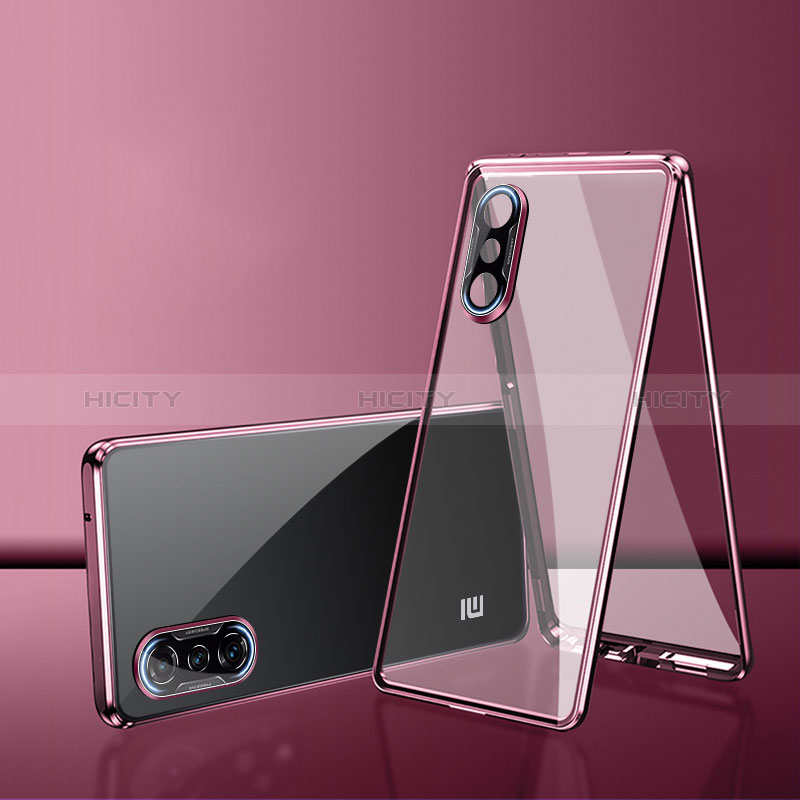 Handyhülle Hülle Luxus Aluminium Metall Rahmen Spiegel 360 Grad Ganzkörper Tasche P02 für Xiaomi Poco F3 GT 5G Rosegold Plus