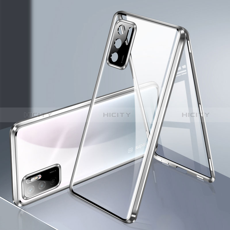 Handyhülle Hülle Luxus Aluminium Metall Rahmen Spiegel 360 Grad Ganzkörper Tasche P02 für Xiaomi POCO M3 Pro 5G groß