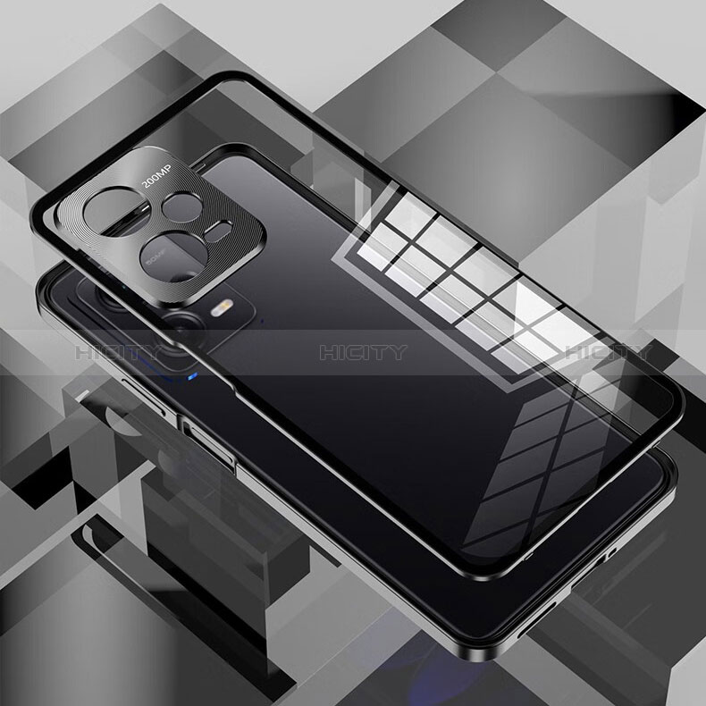 Handyhülle Hülle Luxus Aluminium Metall Rahmen Spiegel 360 Grad Ganzkörper Tasche P02 für Xiaomi Poco X5 5G groß