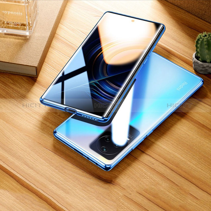 Handyhülle Hülle Luxus Aluminium Metall Rahmen Spiegel 360 Grad Ganzkörper Tasche P02 für Xiaomi Redmi K40S 5G groß