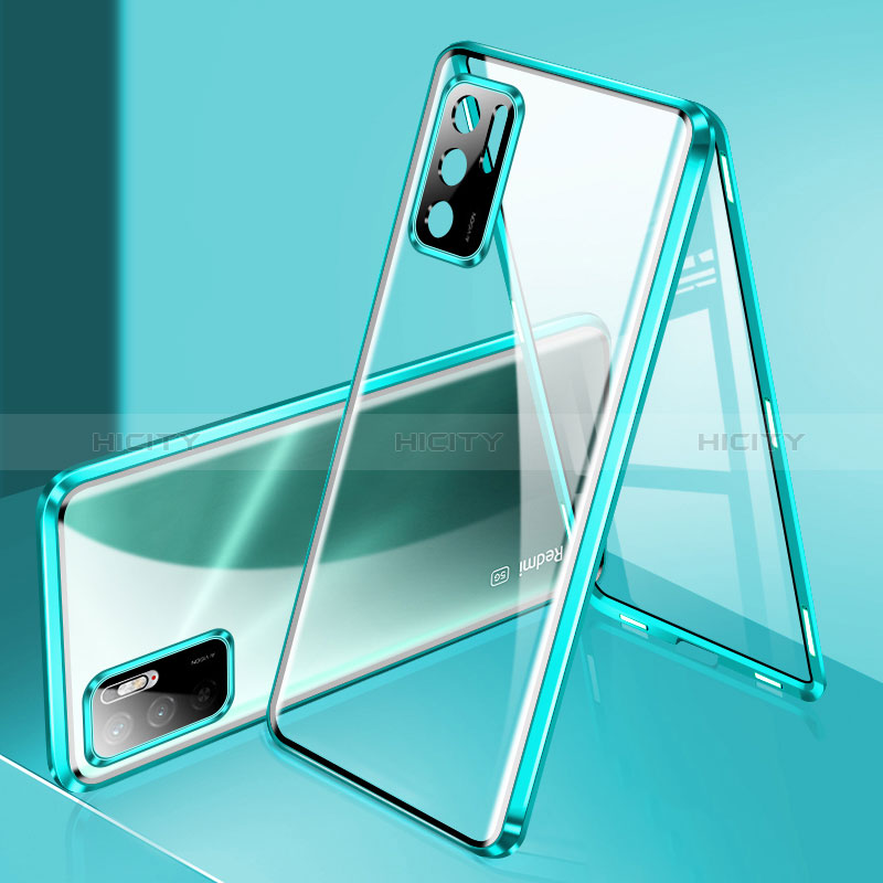 Handyhülle Hülle Luxus Aluminium Metall Rahmen Spiegel 360 Grad Ganzkörper Tasche P02 für Xiaomi Redmi Note 10 5G