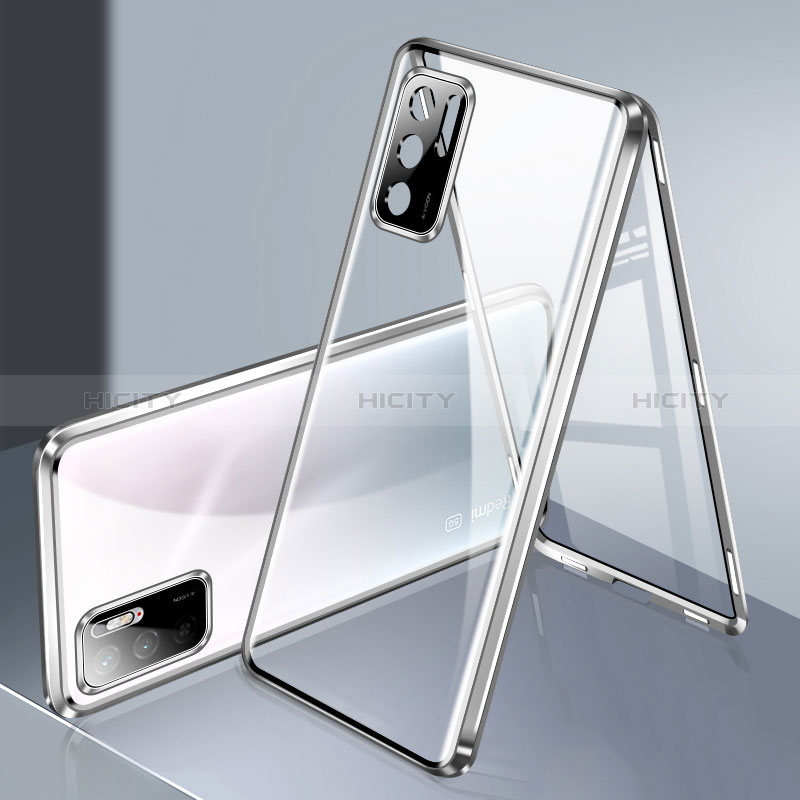 Handyhülle Hülle Luxus Aluminium Metall Rahmen Spiegel 360 Grad Ganzkörper Tasche P02 für Xiaomi Redmi Note 10 5G