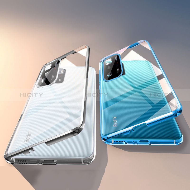 Handyhülle Hülle Luxus Aluminium Metall Rahmen Spiegel 360 Grad Ganzkörper Tasche P02 für Xiaomi Redmi Note 10 Pro 5G
