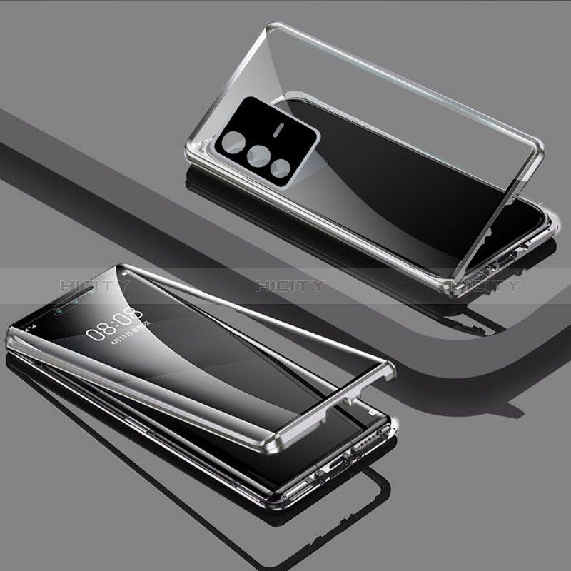 Handyhülle Hülle Luxus Aluminium Metall Rahmen Spiegel 360 Grad Ganzkörper Tasche P03 für Vivo V23 Pro 5G groß